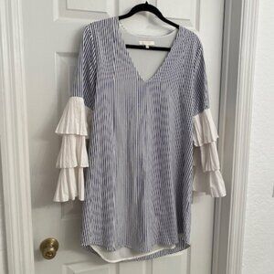 WAYF Vertical Stripe Long Sleeve Dress Size L